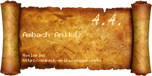 Ambach Anikó névjegykártya
