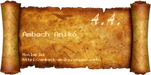 Ambach Anikó névjegykártya